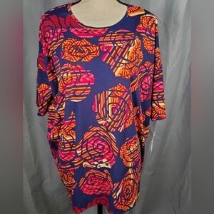 NWT Lularoe Irma, orange/pink flowers on blue base, size M